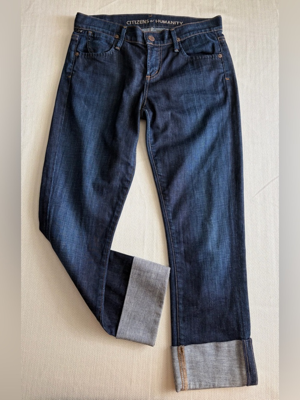 Citizens of Humanity Dani Premium Cropped Straight Leg Jeans Cuffed Sz 25 EUC